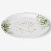 Assiettes En Carton 50th Wedding Anniversary Greenery Gold Script (Angle)