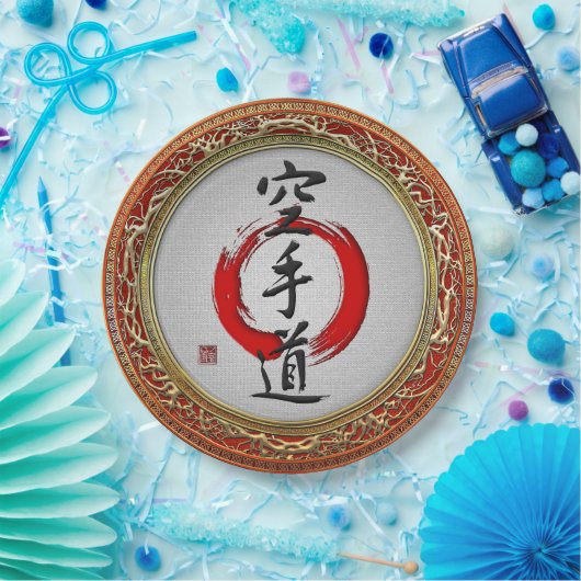 Assiettes En Carton [510] Calligraphie japonaise - Karaté-faites (Fête)