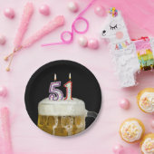 Assiettes En Carton 51e anniversaire bière avec bougie (Fête)