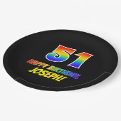 Assiettes En Carton 51e anniversaire : Bold, amusant, simple, arc-en-c (Angle)