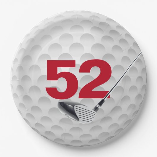 Assiettes En Carton 52e anniversaire Golf Ball Design (Devant)