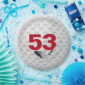 Assiettes En Carton 53e anniversaire Golf Ball Design (Fête)
