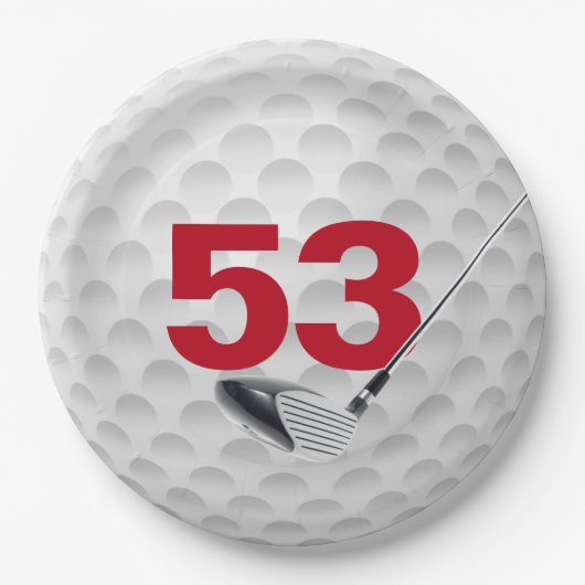 Assiettes En Carton 53e anniversaire Golf Ball Design (Devant)