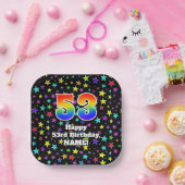 Assiettes En Carton 53rd Birthday: Fun Stars Pattern and Rainbow “53” (Fête)