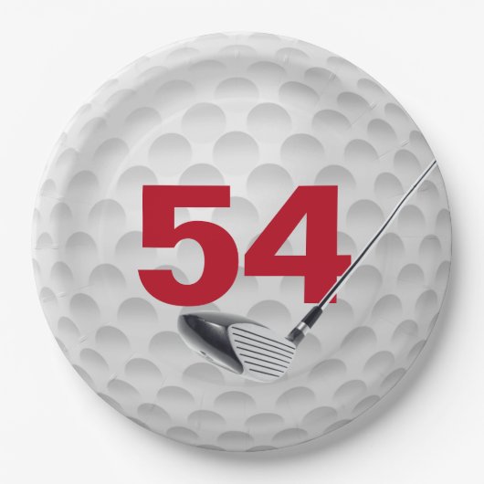 Assiettes En Carton 54e anniversaire Golf Ball Design (Devant)
