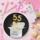 Assiettes En Carton 55e anniversaire Ballons d'or en boîte blanche (Fête)