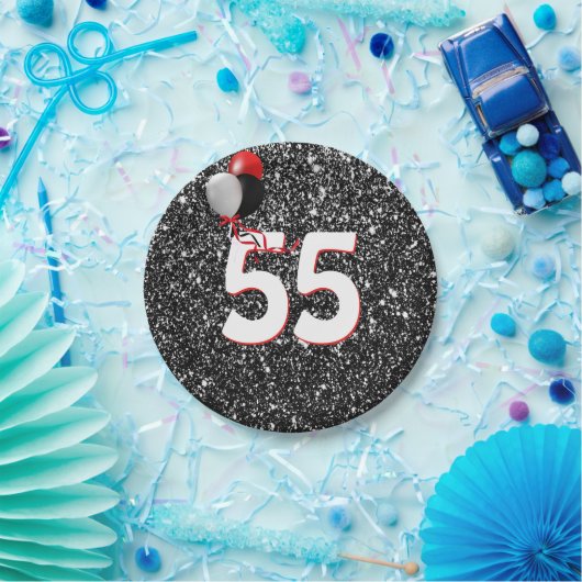 Assiettes En Carton 55e anniversaire Ballons sur Parties scintillant n (Fête)