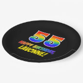 Assiettes En Carton 55e anniversaire : Bold, amusant, simple, arc-en-c (Angle)