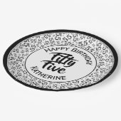 Assiettes En Carton 55e anniversaire Cool numéro Motif noir/blanc (Angle)
