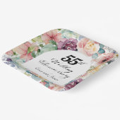 Assiettes En Carton 55e anniversaire de Mariage Élégant script floral (Angulaire)
