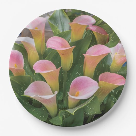 Assiettes En Carton 55e anniversaire du Mariage Pink Calla Lily (Devant)