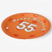 Assiettes En Carton 55e anniversaire Orange Pickleball (Angle)