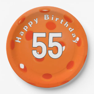 Assiettes En Carton 55e anniversaire Orange Pickleball