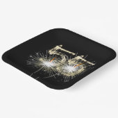 Assiettes En Carton 55e anniversaire Sparklers de la fête sur Noir (Angulaire)