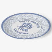 Assiettes En Carton 55e Cool Motif de nombre aléatoire bleu/blanc (Angle)