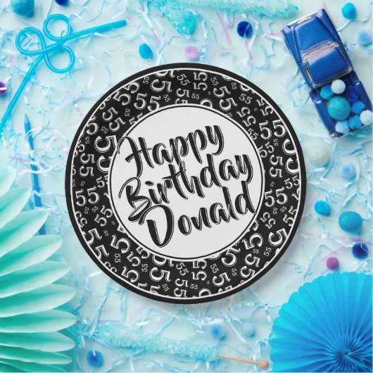 Assiettes En Carton 55th Black/White Random Number Pattern (Fête)