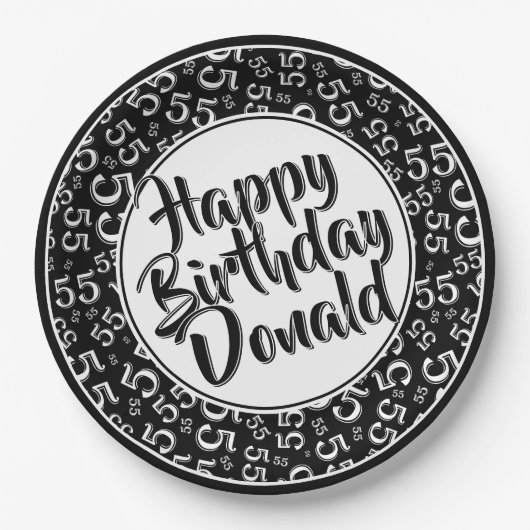 Assiettes En Carton 55th Black/White Random Number Pattern (Devant)