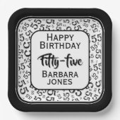 Assiettes En Carton 55th Party Random Number Pattern Black/White (Recto)