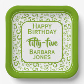 Assiettes En Carton 55th Party Random Number Pattern Green/White (Recto)