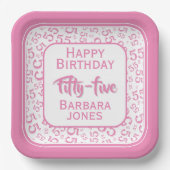 Assiettes En Carton 55th Party Random Number Pattern Pink/White (Recto)