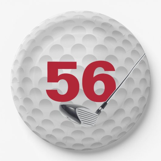 Assiettes En Carton 56e anniversaire Golf Ball Design (Devant)