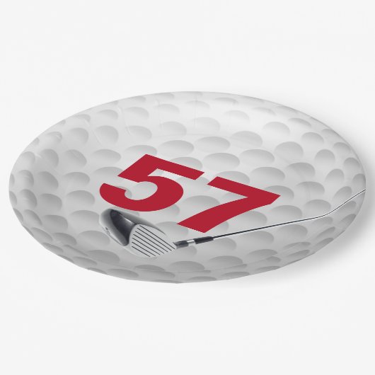 Assiettes En Carton 57e anniversaire Golf Ball Design Plaque en papier (Angle)