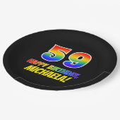 Assiettes En Carton 59e anniversaire : Bold, amusant, simple, arc-en-c (Angle)