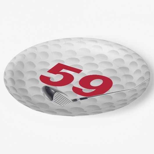 Assiettes En Carton 59e anniversaire Golf Ball Design Plaque en papier (Angle)