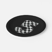 Assiettes En Carton 5e anniversaire À damiers numéro 5 de course autom (Angle)