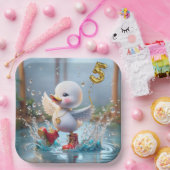 Assiettes En Carton 5e anniversaire Duck Dancing In the Rain Puddle (Fête)
