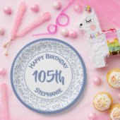 Assiettes En Carton 5e anniversaire Numéro moderne Motif Bleu/Blanc (Fête)