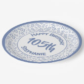 Assiettes En Carton 5e anniversaire Numéro moderne Motif Bleu/Blanc (Angle)