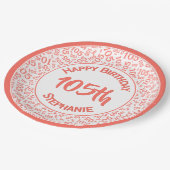 Assiettes En Carton 5e anniversaire Numéro moderne Motif Coral/Blanc (Angle)