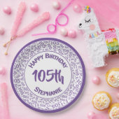 Assiettes En Carton 5e anniversaire Numéro moderne Motif pourpre /blan (Fête)