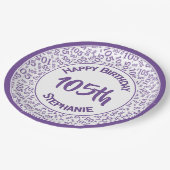 Assiettes En Carton 5e anniversaire Numéro moderne Motif pourpre /blan (Angle)