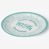 Assiettes En Carton 5e anniversaire Numéro moderne Motif Turquoise/bla (Angle)