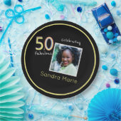 Assiettes En Carton 5O et Fabulous noir Jaune arc-en-ciel chic Anniver (Fête)