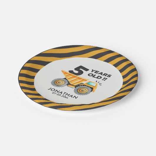 Assiettes En Carton 5th birthday boy construction theme (Angle)