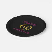 Assiettes En Carton 60 et fabuleux Elégant 60e anniversaire Hot rose (Angle)