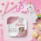 Assiettes En Carton 60 et fabuleux Parties scintillant rose photo 60e  (Fête)