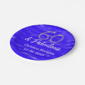 Assiettes En Carton 60 & fabuleux anniversaire bleu argent ajouter nom (Angle)
