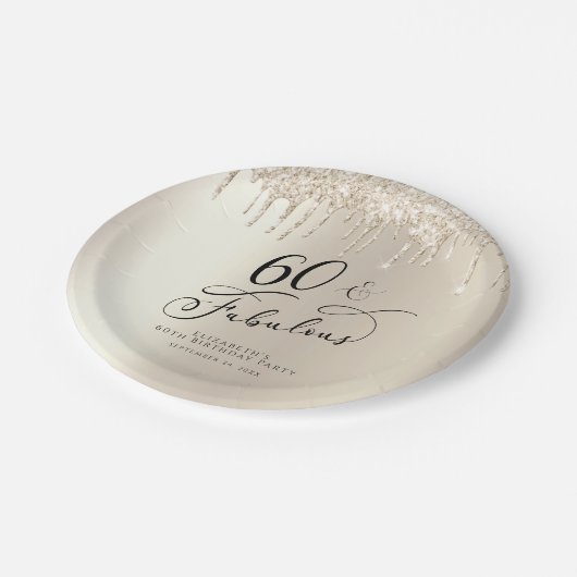 Assiettes En Carton 60 Fabuleux Gold Parties scintillant Custom Annive (Angle)