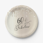 Assiettes En Carton 60 Fabuleux Parties scintillant Gold fête d'annive (Devant)