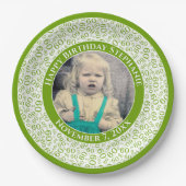 Assiettes En Carton 60 Votre photo Numéro Aléatoire Motif Vert/Blanc (Devant)