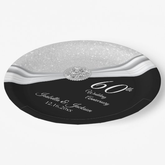 Assiettes En Carton 60e / 75e anniversaire de Mariage diamant sur Balc (Angle)