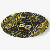 Assiettes En Carton 60e anniversaire Art Déco Gold Black Great Gatsby (Angle)
