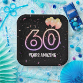 Assiettes En Carton 60e anniversaire Balloons et Confetti (Fête)