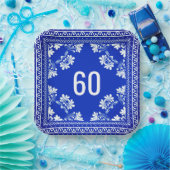 Assiettes En Carton 60e anniversaire Bandana Bleu Plaques de papier (Fête)