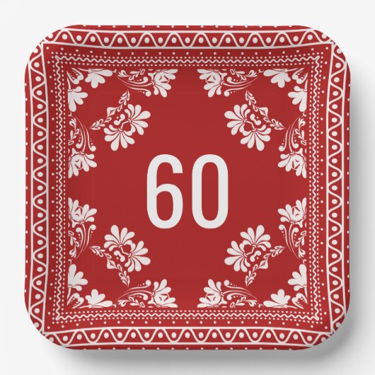 Assiettes En Carton 60e anniversaire Bandana rouge (Recto)