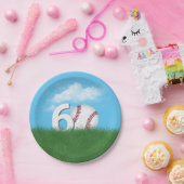 Assiettes En Carton 60e Anniversaire Baseball En Herbe Verte (Fête)